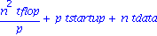 n^2*tflop/p+p*tstartup+n*tdata