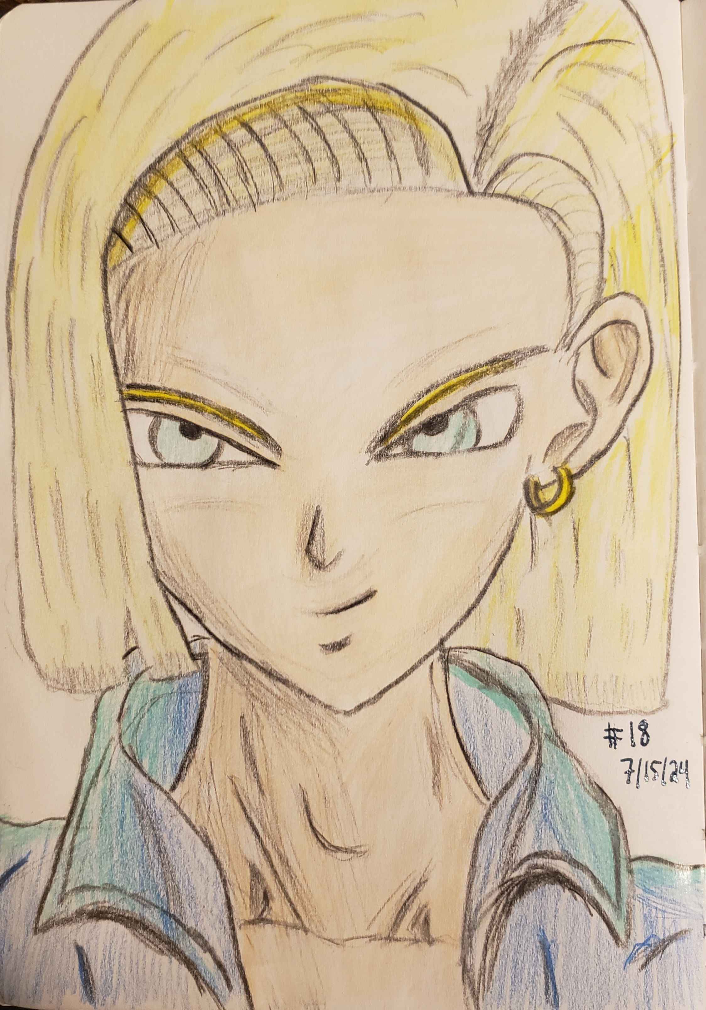 Android 18 - July 15, 2024 (Color Pencil)