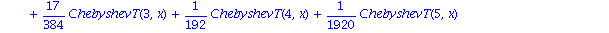 ChebyshevT(0, x)^2+217/192*ChebyshevT(ChebyshevT(0, x), x)+17/64*ChebyshevT(0, x)+13/48*ChebyshevT(2, x)+17/384*ChebyshevT(3, x)+1/192*ChebyshevT(4, x)+1/1920*ChebyshevT(5, x)